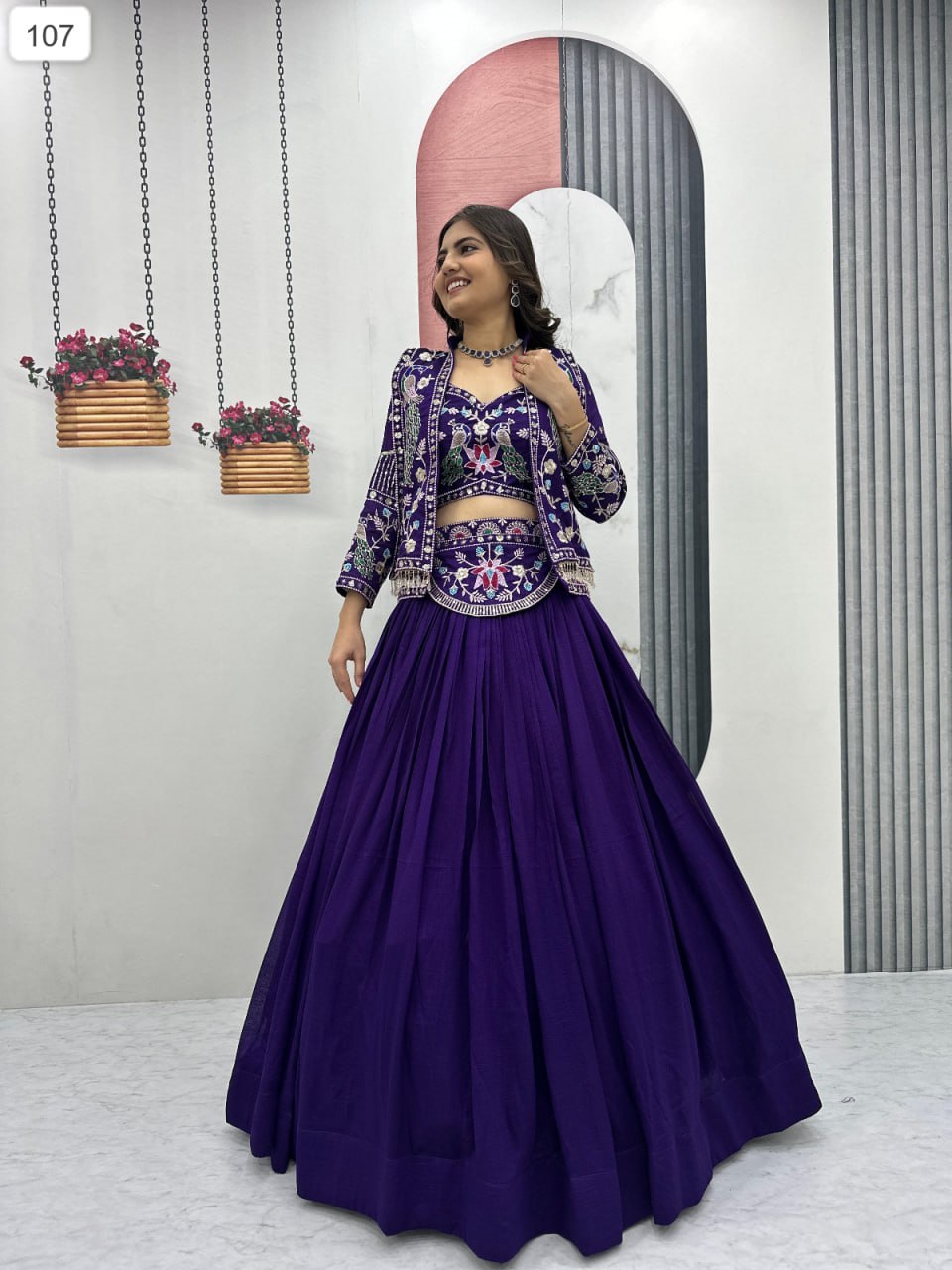 Designer Embroidered Lehenga Choli Set with Jacket for Women