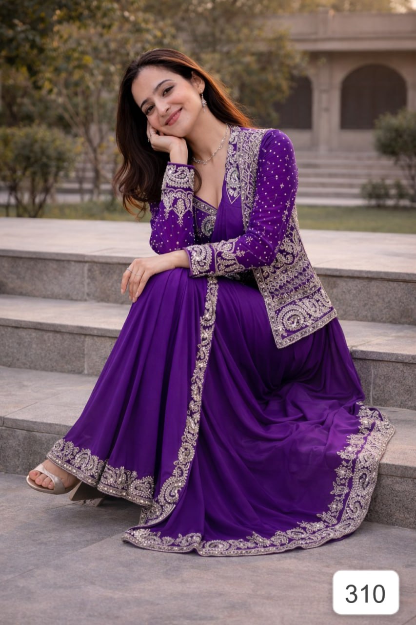 Designer Ready-to-Wear Saree with Heavy Embroidered Jacket Set