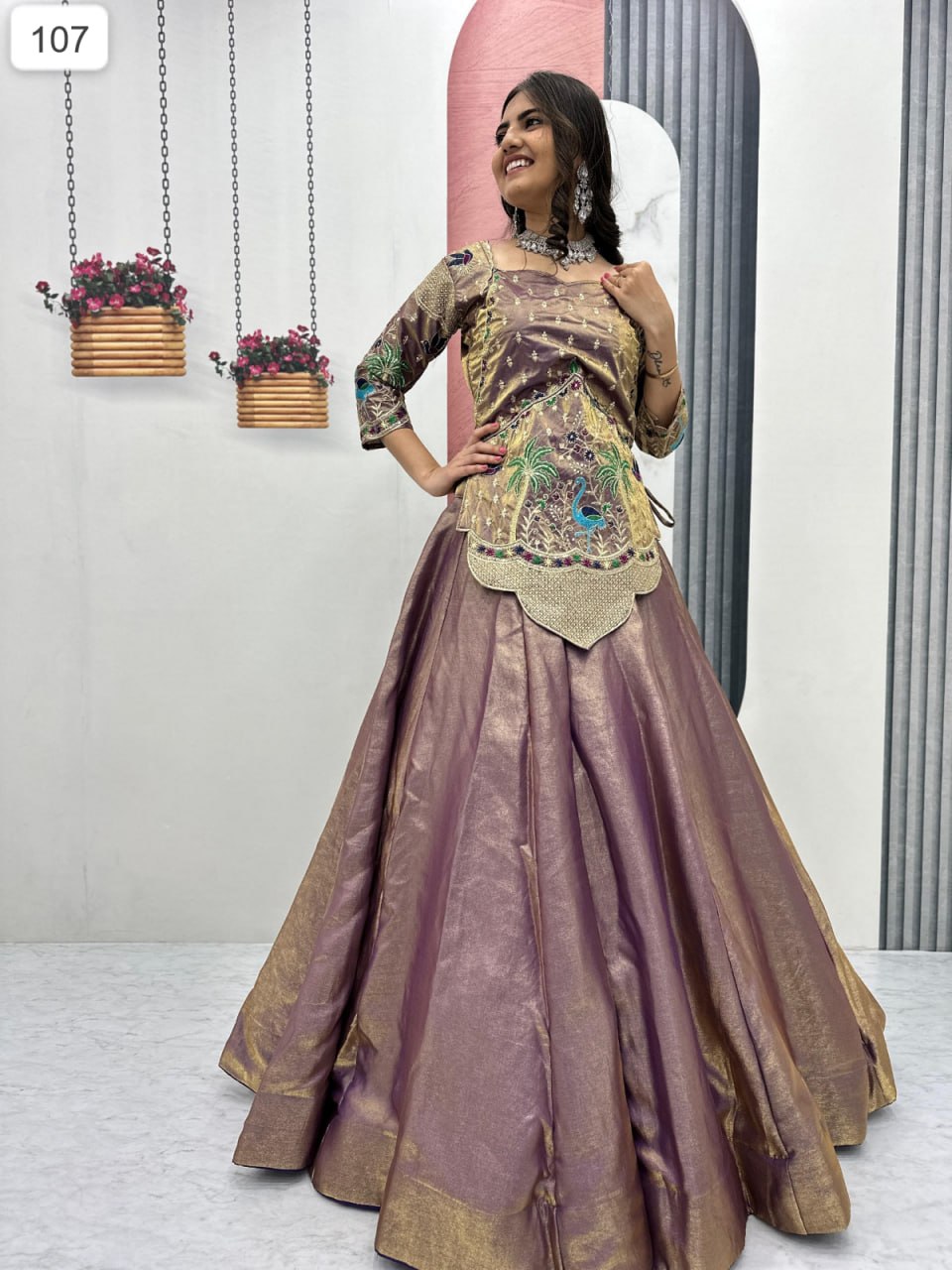 Designer Embroidered Lehenga Set for Women with Statement Blouse