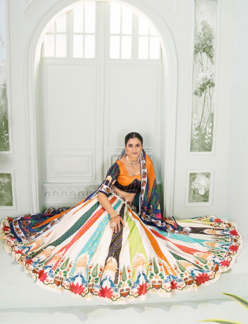 Multicolor Printed Designer Lehenga for Festive & Wedding Wear