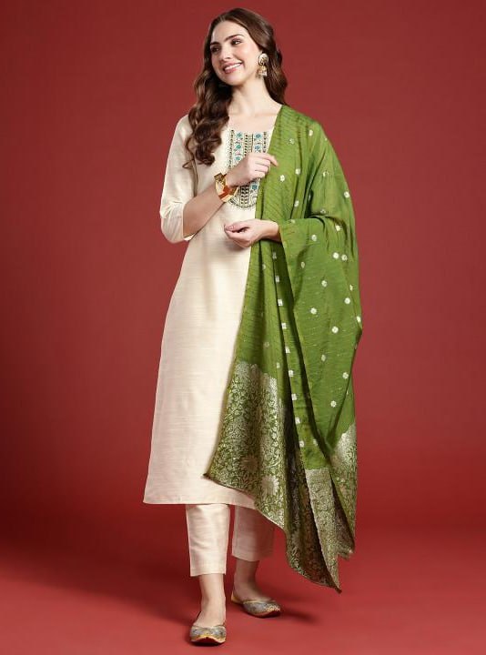 Elegant Embroidered Kurta Pant Set with Traditional Designer Dupatta