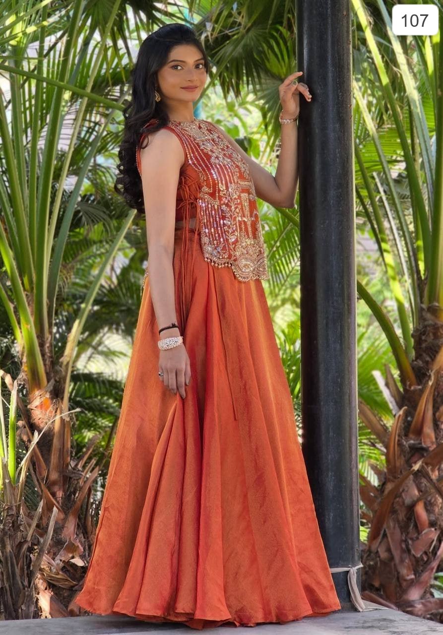 3-Piece Grape Lehenga Crop Top Set with Zari and Sequin Work Shrug
