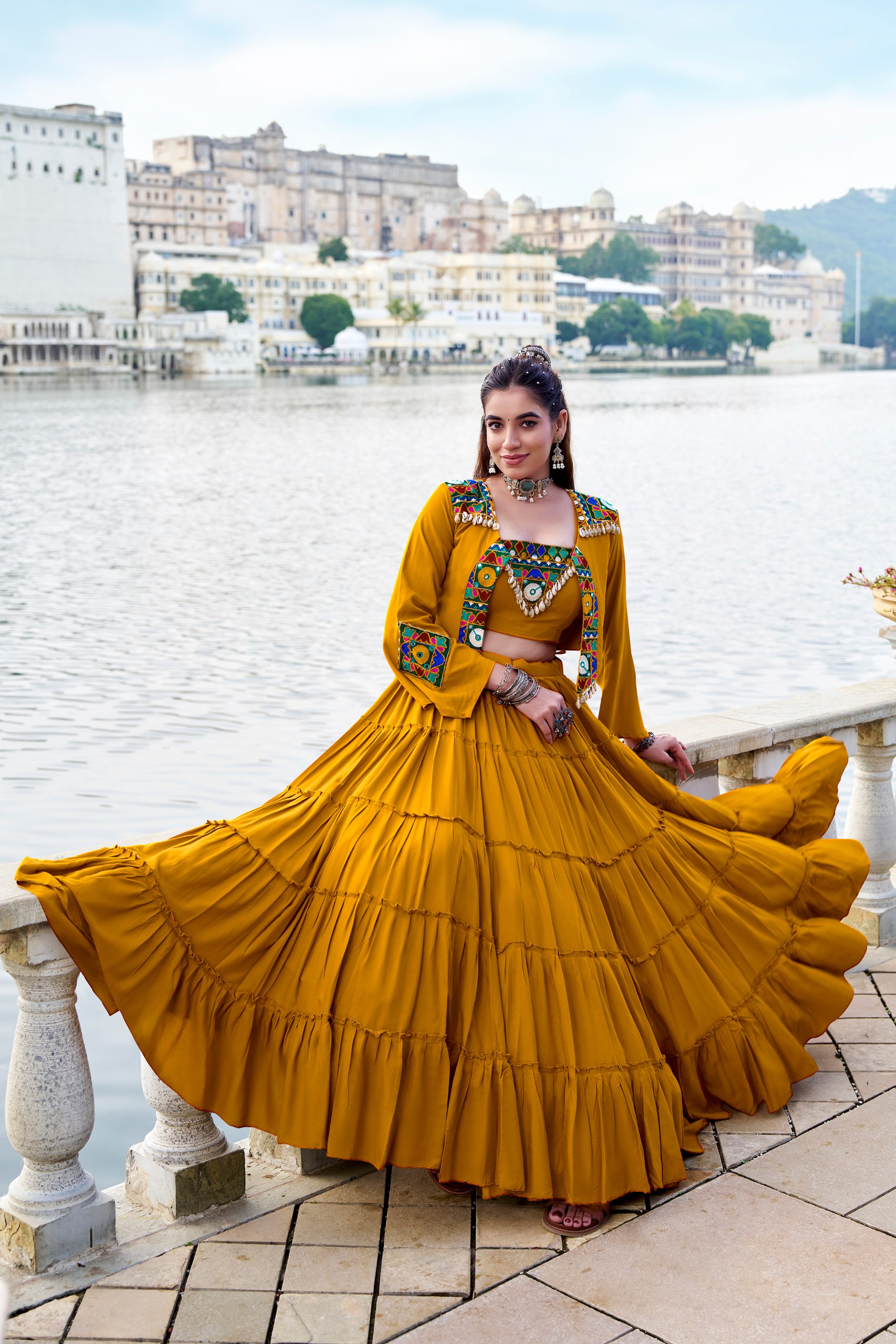 Designer Navratri Lehenga Choli with Embroidered Jacket for Women | Traditional Garba & Dandiya Wear