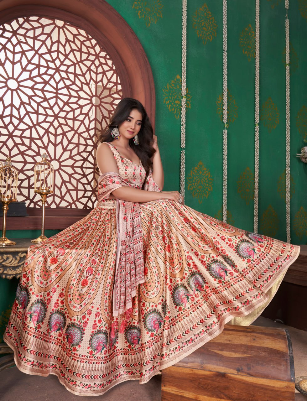 Floral Printed Lehenga Choli Set with Dupatta for Women