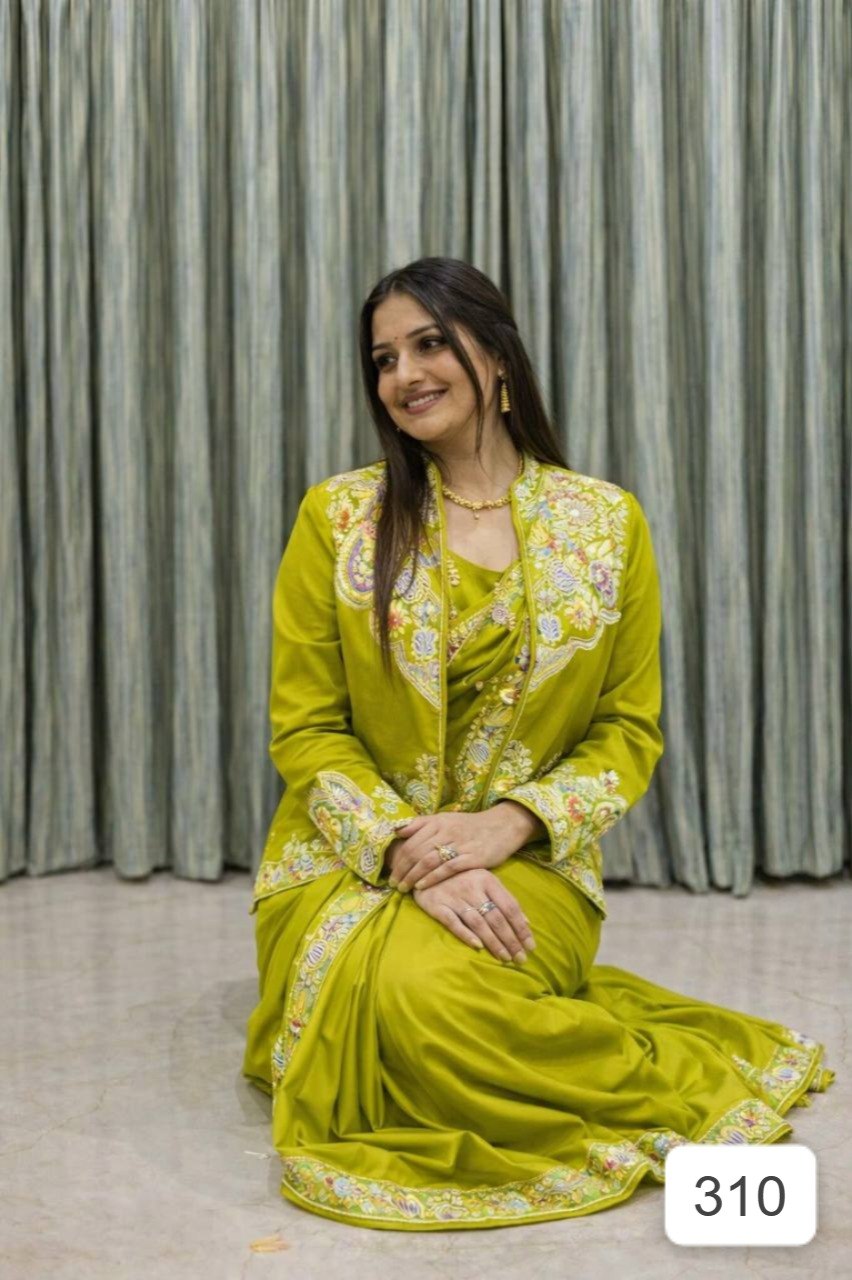 Designer Ready-to-Wear Saree with Embroidered Jacket Set
